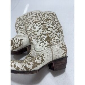 Leather Pointed Womens Cowgirl Boots Sz 10 Floral Western Boho EUC